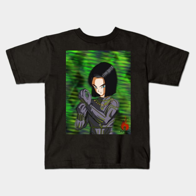 Android 17 as Black Panther Kids T-Shirt by Pyropen